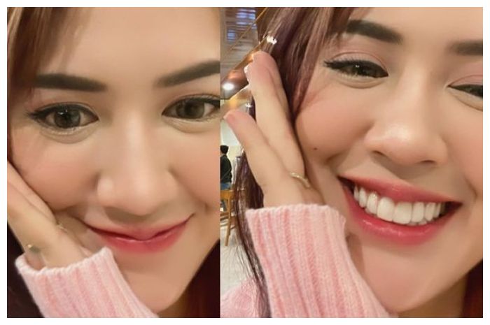 Happy Asmara mengunggah foto dirinya menggunakan lagi mengekspresikan wajahnya di Akun Instagramnya pada Kamis 9 Februari 2023.