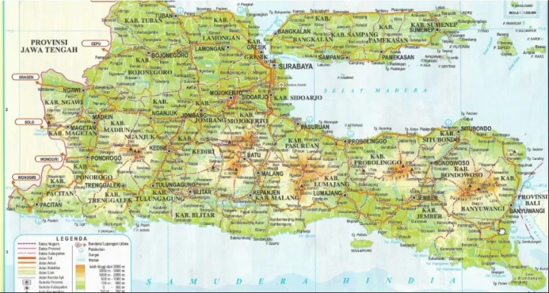 Ilustrasi rincian wilayah yang diwacanakan pisah dari Jawa Timur menjadi 3 provinsi baru.