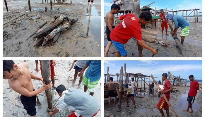 Bekas tongkat kayu di Pesisir Lingga Kokoh dan Kuat, Berbahaya Bisa Hancurkan Perahu Nelayan, Ini Manfaatnya
