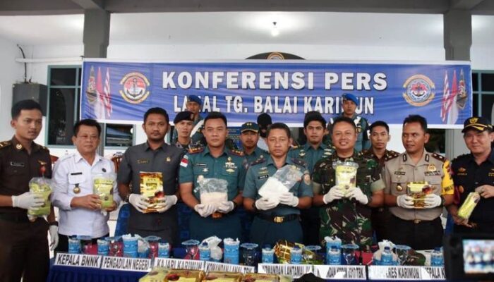 F1QR Lanal Tanjung Balai Karimun Gagalkan Penyelundupan 21 Kg Narkotika Jenis Sabu