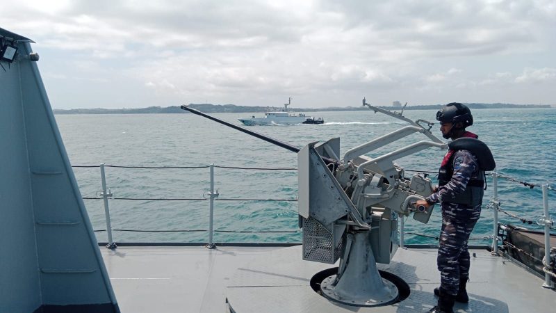 Gugus tempur laut Koarmada I saat latihan di Perairan Singapura