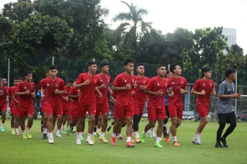Para pemain Timnas Indonesia U 22 saat mengikuti Pemusatan latihan