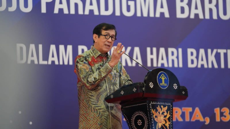 Menkumham Yasonna H Laoly saat menjadi Keynote Speaker pada acara Simposium Nasional Pemasyarakatan