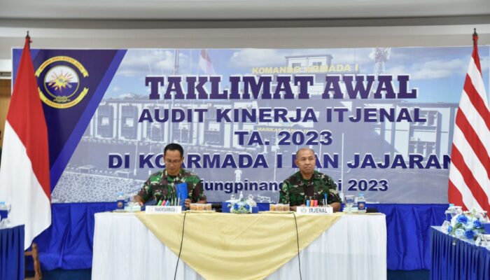 Irjenal Laksamana Muda TNI Sunaryo Bacakan Audit Kinerja Itjenal di Koarmada I Tanjungpinang Tahun 2023