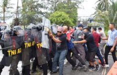 Pangkalan TNI AU Raden Sadjad RSA Ranai Natuna menggelar simulasi Penanggulangan Huru Hara PHH