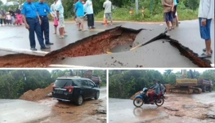 Akibat Hujan Deras, Sejumlah Infrastruktur Jalan di Kota Batam Rusak Bahkan Ambles
