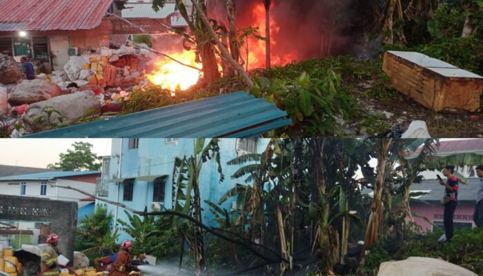 Sebuah Gudang Penyimpanan Barang Rongsokan Terbakar Di Tanjungpinang, Berikut Kronologisnya
