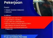 PT AC Autoindo Pratama Buka Lowongan Kerja Pada 2 Bidang Pekerjaan, Segera Daftarkan Dirimu