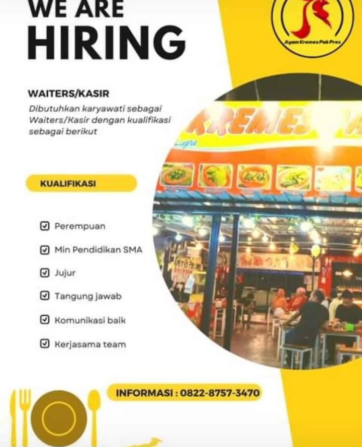 Postingan Lowongan Kerja Ayam Kremes Pak Pres