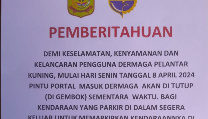 Dermaga Pelantar Kuning Tutup Sementara 8 April 2024, Dishub Tanjungpinang Keluarkan Himbauan Antisipasi Kepadatan Libur Idul Fitri