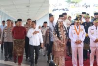 Rombongan Polda Kepri tiba di Pelabuhan Sri Bintan Pura Tanjungpinang dan Prosesi Tepuk Tepung Tawar, Sabtu (1/3/2025) foto: Polresta Tanjungpinang 