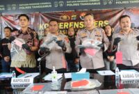 Kapolres Tanggamus mengungkap beberapa kasus dalam Operasi Pekat Seligi 2025, Jumat (16/5/2025) foto: Saprudin