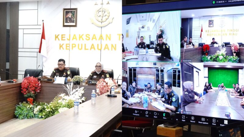 ekspose permohonan penghentian penuntutan digelar secara virtual bersama Jaksa Agung Muda Tindak Pidana Umum (Jampidum) Kejaksaan Agung RI, Prof. Dr. Asep Nana Mulyana, SH, M.Hum, pada Senin (29/9/2025) foto: Penkum Kejati Kepri 