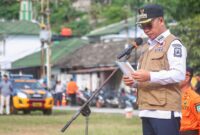 Bupati Anambas Aneng dalam menyampaikan sambutannya pada Apel Kesiapsiagaan bencana, Jumat (5/9/2025) foto: Wan Yudi 