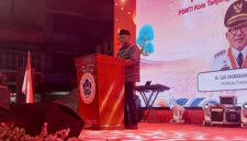 Walikota Tanjungpinang saat berikan sambutan pada Festival Moon Cake di Jalan Merdeka, Sabtu (4/10/2025) malam, foto: Indrapriyadi 